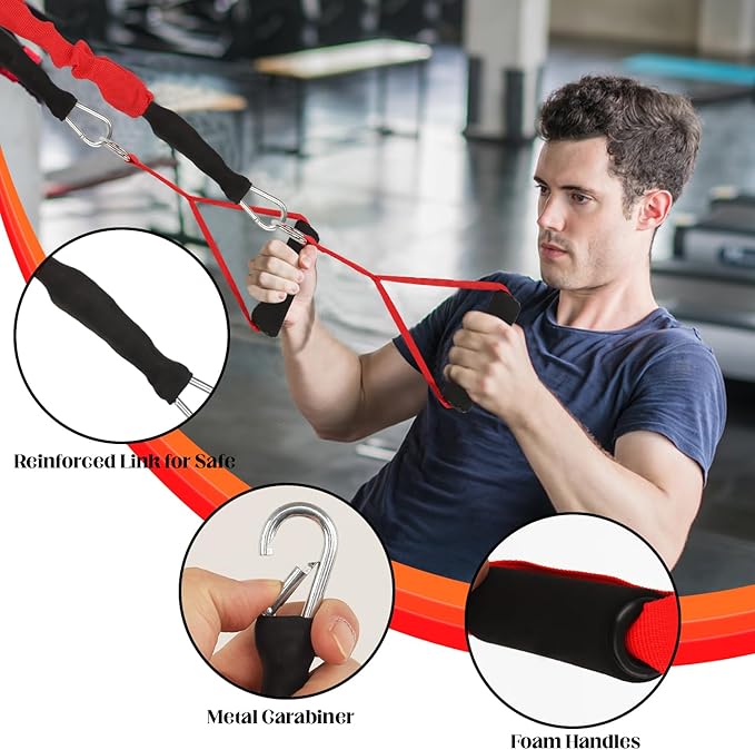 Resistance Bands Set, 15 Pack Resistance Bands with Handles Bands Resistance Tubes, 20lbs to 40lbs Bands for Working Out Elastic Crossover Symmetry Bands for Training, Yoga