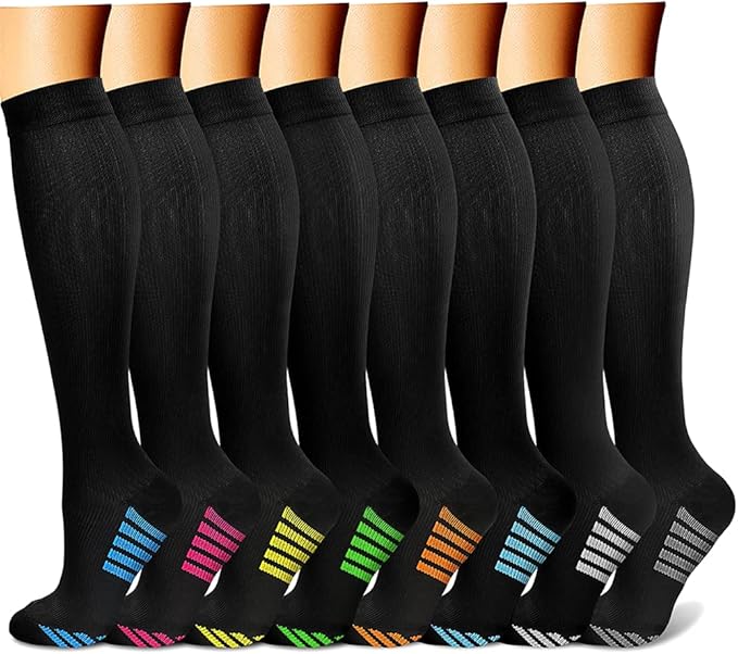 CHARMKING Compression Socks for Women & Men Circulation (8 Pairs) 15-20 mmHg is Best Support for Athletic Running,Hiking