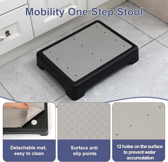 Mobility Step Stool, Portable Indoor Outdoor Non-Slip Step Platform for Adult Elderly Kids, Step Riser for Car, Bed, Door, Stair, Bathroom