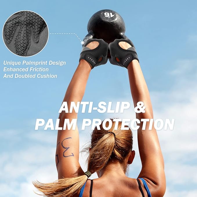 LIFECT Freedom Workout Gloves, Knuckle Weight Lifting Shorty Fingerless Gloves with Curved Open Back, for Powerlifting, Gym, Women and Men