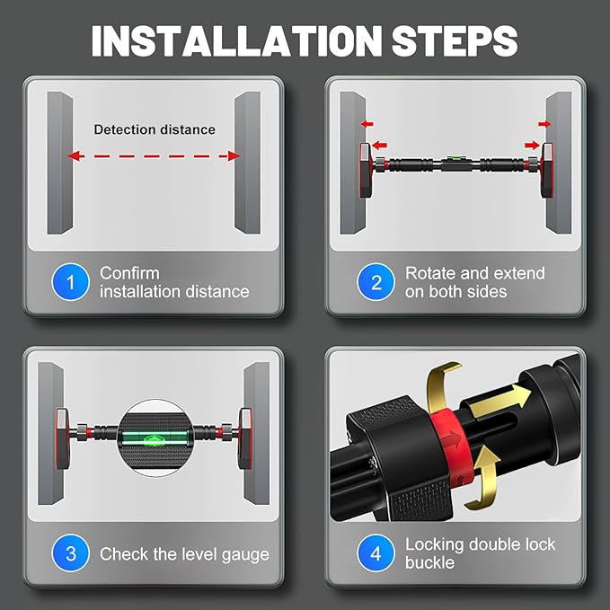 Gadpiparty Pull Up Bar for Doorway -Heavy Duty 440LBS, No Screws for Renters & Home Gym, Adjustable 27.5-39 Inch, Easy Install Secure Lock