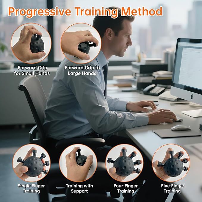 Finger Grip Strength Trainer Kit (4 Pack) with Forearm Strengthener Ball & Finger Extension Exerciser, Hand Grippers Balls for Improve Control and Coordination for Climbing Guitar Workout