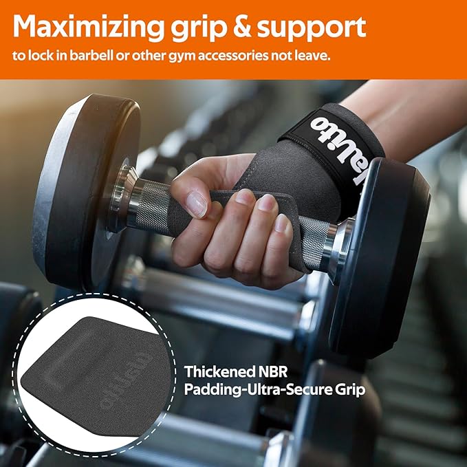 WALITO Weight Lifting Wrist Strap, Double Leather Weightlifting Wrist Straps for Gym Strength Training, Neoprene Padded Wrist Wraps - for Men & Women (Pair)