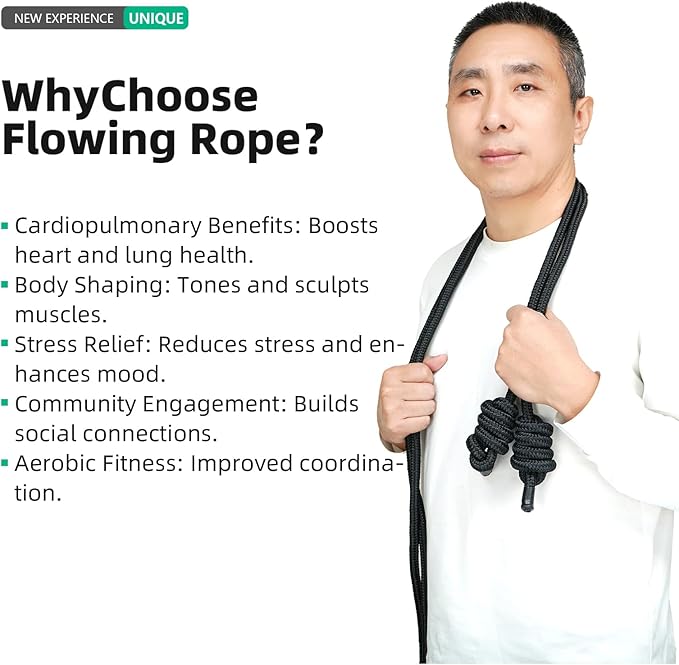 Flow Rope Exercise Jump Ropes for Home Gym Cardio Core Stability Body Coordination Weighted Jump Rope for Freestyle Skipping & Jumping Helps Upper Body Fitness for Boxing & HIIT Beginner