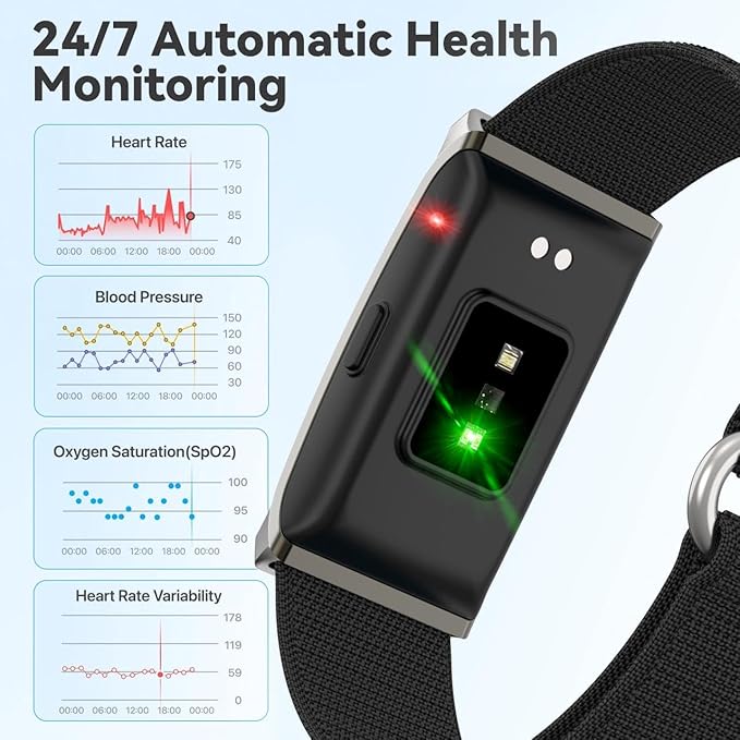 Smart Health Wristband for Women & Men - IP68 Waterproof Activity Fitness Trackers Wearable Blood Pressure Monitor with Heart Rate and Sleep, Step Counter & Calories Tracker, 173 Sport Modes Black
