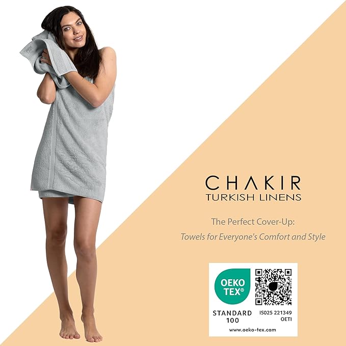 Chakir Turkish Linens | Hotel & Spa Quality 100% Cotton Premium Turkish Towels | Soft & Absorbent (4-Piece Washcloths, Silver Gray)