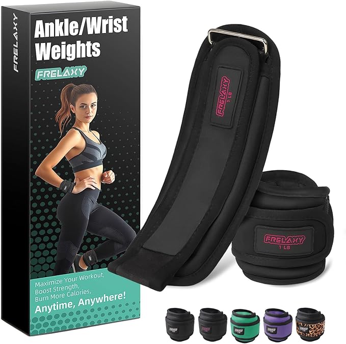 Frelaxy Ankle Wrist Weights for Women Men Kids, Comfy& Adjustable Leg Arm Weights Set for Walking, Gym, Yoga, Pilates, Dance, Cardio & Strength Training 1lb 2lbs 3lbs 1 Pair