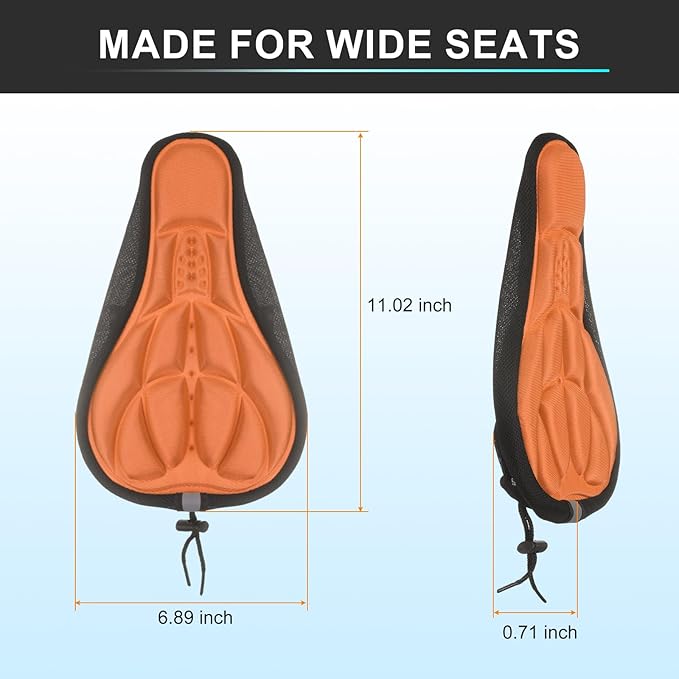 HARFINGTON Bike Seat Cover Bicycle Saddle Cushion with Drawstring Large Comfortable Gel Padded Oversized Paddle for Men Women