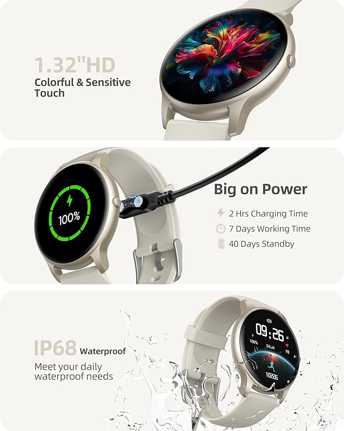 Parsonver Smart Watch(Answer/Make Calls), Smartwatch for Women Men, 100+ Sport Modes/Heart Rate/Blood Oxygen/Sleep Tracker, Pedometer, IP68 Waterproof Fitness Tracker for Android iPhone, Starry Silver