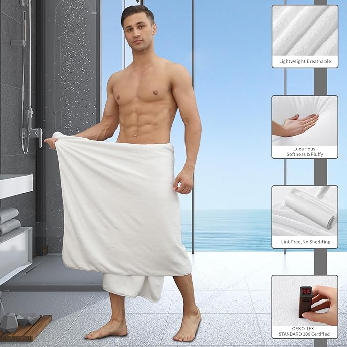 Extra Large Bath Sheet 4 Piece (35"x70")-Ultra Soft Oversized Bath Towel,Bath Sheet Set for Bathroom Hotel,Plush Highly Absorbent Quick Dry Shower Towel Set for Adults,Bathroom Towel Set White