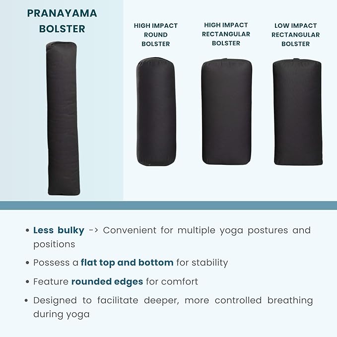 Everyday Yoga Premium Bolster, Meditation Pillow, Super Soft & Lightweight with Carry Handle - Firm Support for Restorative Yoga, Multi-color