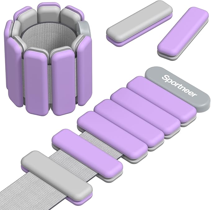 Sportneer 2025 Upgraded Wrist & Ankle Weights for Women Men- 1 Pair (1 lb/2 lb Each) | Adjustable Silicone Weighted Bracelet Set for Gym Yoga Pilates Strength Training Wearable Arm Hand Workout Weights