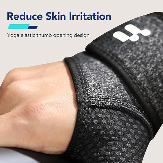 2 x Wrist Brace with Soft Thumb Opening for Mild Carpal Tunnel Tendonitis Arthritis Sprains (Not for Thumb), Compression Hand Brace for Women Men, Wrist Support Strap for Sports Work Typing Sleeping