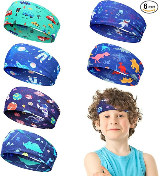 Sweatbands for Kids - Non Slip Breathable Kids Athletic Sweatband Football Headband for Boys Girls 4 5 6 7 8 9 10 Years Gifts, Milk Silk Elastic Sweat Absorbing Hairband for Basketball Soccer Baseball