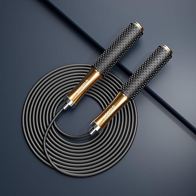 5mm PVC Jump Rope For Men Women - Dual Ball Bearing -Metal Handle Core Covered Rubber Grip- Adjustable 10ft long Skipping Rope - Good For Workout Fitness Weight loss