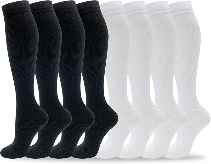 fenglaoda 8 Pairs Compression Socks for Men & Women 20-30 mmHg Knee High Nurse Pregnant Running Medical and Travel Athletic
