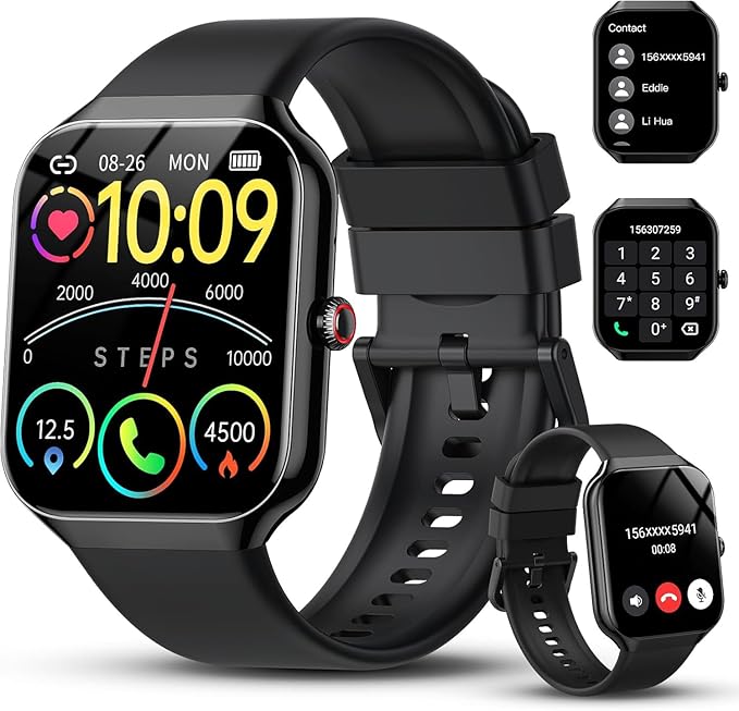Smart Watch for Men Women, 1.96" Smartwatch (Answer/Make Call), Fitness Tracker IP68 Waterproof, 100+ Sport Modes, Heart Rate and Sleep Monitor, Pedometer, Smartwatches for Android iOS