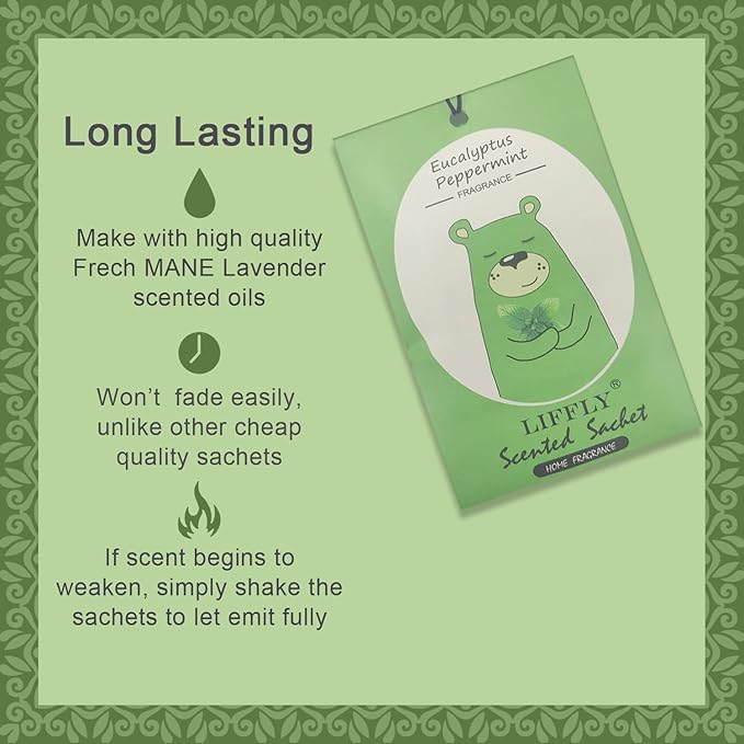 14 PCS Eucalyptus Peppermint Scented Sachets for Drawers and Closets Long-Lasting Gift Box