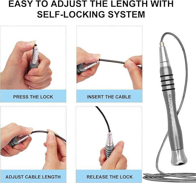 High Speed Jump Rope - Self-Locking No-Screw Design, Weighted Jump Rope, 360° Fast Rotation, Silicone Textured Design, Non-Slip, Includes 2 Speed Ropes Cables for Optimal Fitness Training & More - CrossFit Jump Rope.