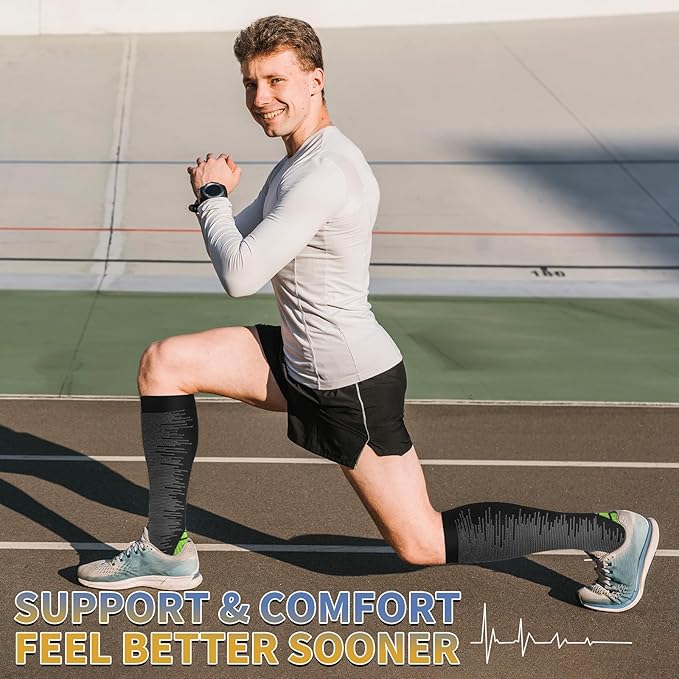 Graduated Copper Compression Socks for Men & Women Circulation 8 Pairs 15-20mmHg - Best for Running Athletic Cycling