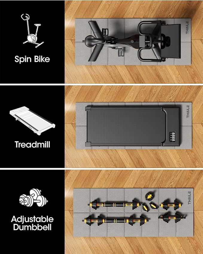 Walking Pad Treadmill Mat for Carpet Floors 68x24, 1/4“Thick Mat for Hardwood Floors, Floor Mat for Under Treadmill/Walking pad/Bike on Carpet, Exercise Equipment Mat, No Slip, Noise Shock Absorption