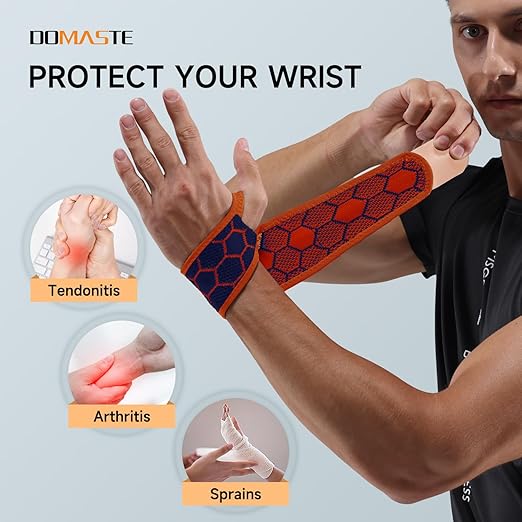 Sport Slim Wrist Wrap - Wrist Brace for Carpal Tunnel Relief, Neoprene-Free Compression Wrist Support for Workout, Adjustable Wrist Guards Fit Right Left Hand(Cobalt Bule, 2 Pack)