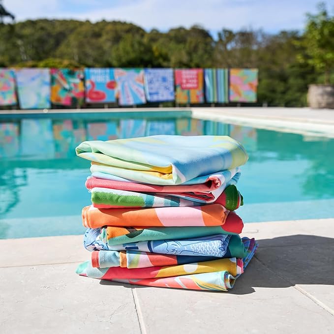 Dock & Bay Beach Towel - Quick Dry, Sand Free - Compact, Lightweight - 100% Recycled - Includes Bag - Sunset Splash - Extra Large (200x90cm, 78x35)