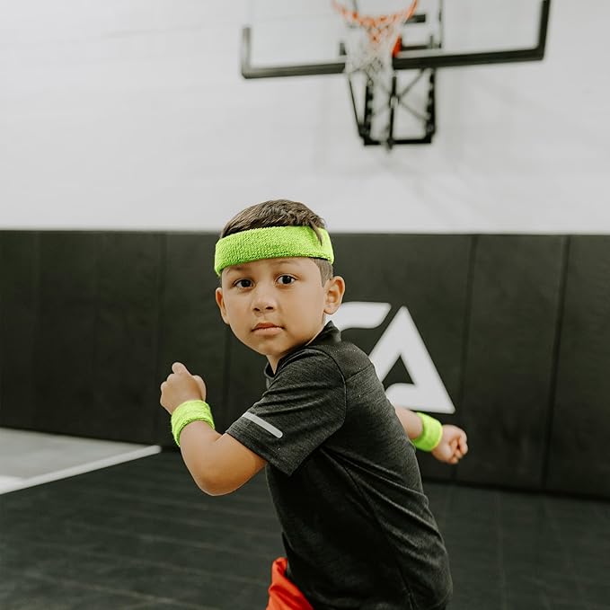 Suddora Sweatbands for Kids, Moisture Wicking 2 Wristbands and 1 Headband Set, Soft and Skin-Friendly Fabric, Moisture-Wicking Athletic Sweat Bands for Basketball, Baseball, Soccer