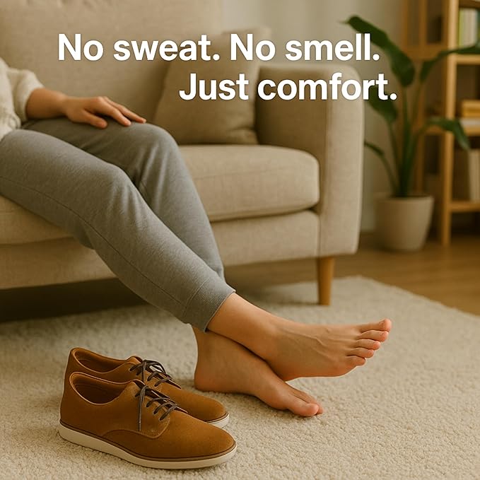 HANDARTE Leather Anti Odor Insoles | Cuttable Odor Eaters Insoles Men | Shoe Deodorizer Thin Insert - Odor Eliminator for Shoes - 100% Natural Goatskin & Anti Sweat - Suitable for No-Socks (Large)