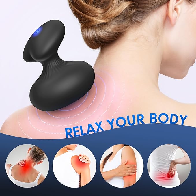 Fully Waterproof Massage Ball, Portable Handheld Neck Massager, Multifunctional Rechargeable Muscle Massage Tool (Black)