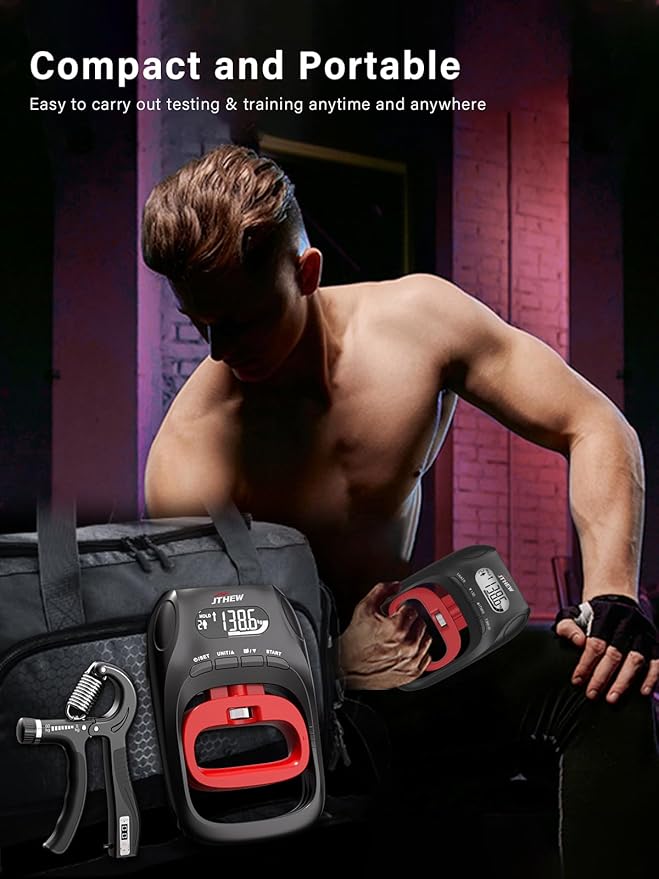 Grip Strength Tester Trainer - Electronic Hand Dynamometer of 400lbs/180kg & Grip strengthener with Adjustable Resistance for Sports