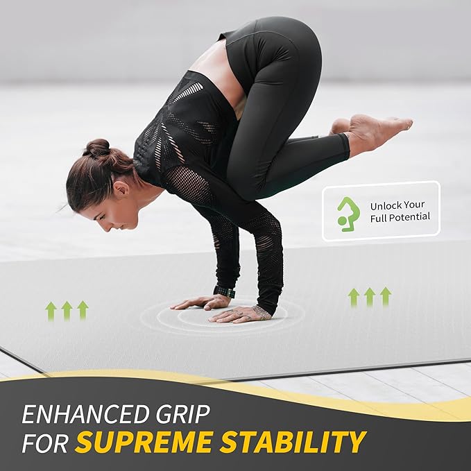 CAMBIVO Large Yoga Mat (6'x 4'), Extra Wide Workout Mat for Men and Women, Yoga Mat Thick 1/3 &1/4 Exercise Mats for Home Workout, Yoga, Pilates (Black,1/4 inch)