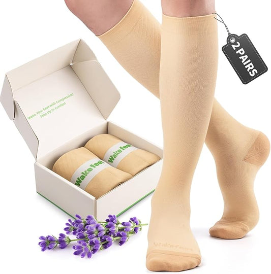 2 Pairs Compression Socks Women and Men, Compression Stockings Women for Calf Recovery, Relief, Discomfort