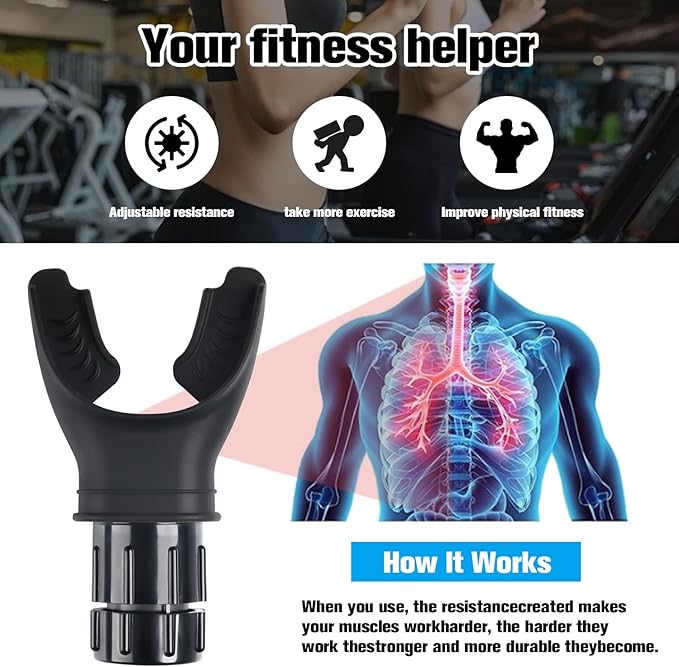 Breathe Trainer,Muscle Trainer,Portable Adjustable Trainer for and Muscular Exercise - Suitability Running Daily Fitness Training, Easy to Clean,for All（Black）