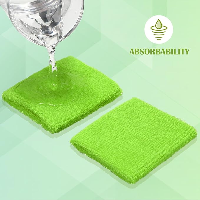 24 Pieces 80s Neon Sweatbands Set, Include 8 Sports Headbands and 16 Sweat Wristbands Elastic Athletic Tennis Sweat Bands Bulk for Man Woman