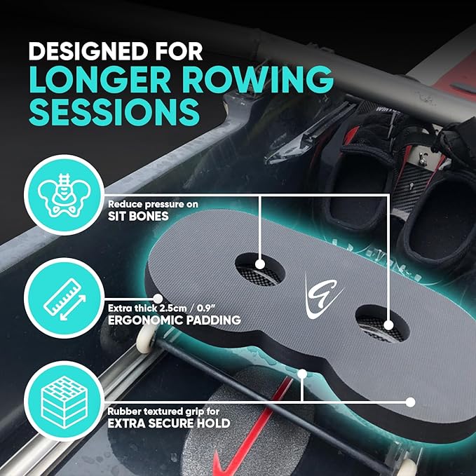 Godfrey Booster Rowing Boat Seat Pad for Men & Women - Anti-Slip Rower Pad for in-Boat, Concept2, Water Rowers & Rowing Machines