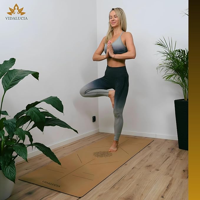 Cork Yoga Mat - Extra Large 72"x26" Non-Slip Yoga Mat with FSC Certified Portuguese Cork & Natural Rubber Base – 5mm Thick Hot Mat for Home & Studio – Yoga Accessories for All Levels