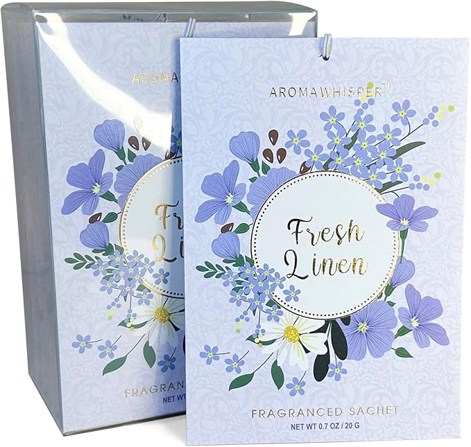 Fresh Linen Large Scented Sachets - 8 Pack, Long-Lasting Home Fragrance Sachet Bags, Extra Large Fresh-Scented Packets, Sachets for Drawers and Closets
