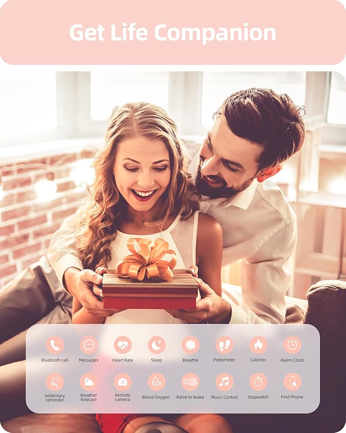 Parsonver Smart Watch for Women(Answer/Make Calls), HD Screen Fitness Tracker IP68 Waterproof, 100+ Sport Modes, Heart Rate/Sleep/SpO2/Steps Monitor, Round Smartwatch for Android & iPhone, Rose Gold