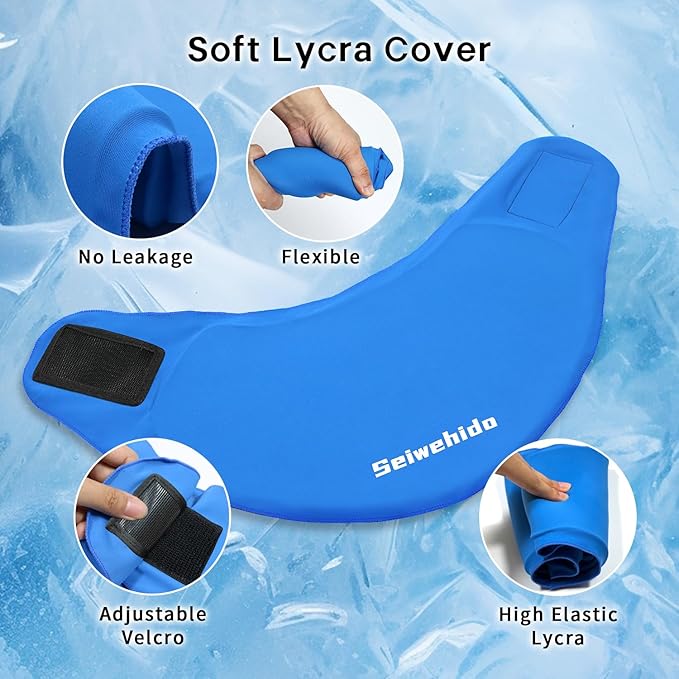 Neck Ice Pack Wrap Cooling Cervical Brace- Upgraded Reusable Hot & Cold Compress Gel Pack for Stiff Neck Shoulder Pain Relief, Swelling, Sprains, Cervical Surgery Recovery & Office Pressure