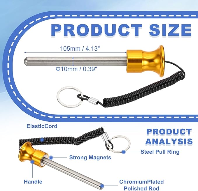 PATIKIL Weight Stack Pin, Magnetic Gym Selector Pin Universal Weight Stack Replacement with Pull Rope for Home