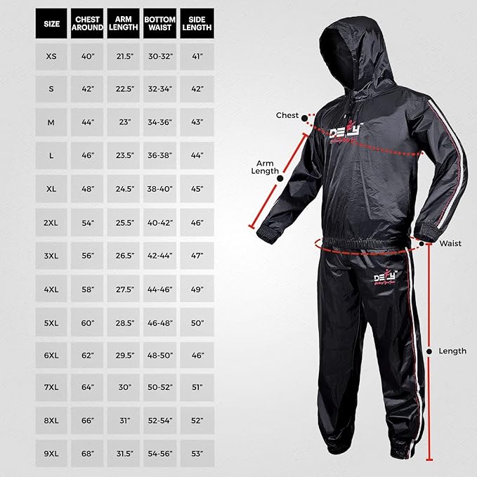 DEFY Heavy Duty Sauna Suit for Weight Loss Full Body Wrap Hoodie Men Women Anti-Rip Sweat suit Gym Workout Exercise Gear