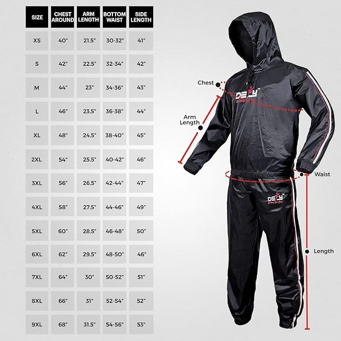 DEFY Heavy Duty Sauna Suit for Weight Loss Full Body Wrap Hoodie Men Women Anti-Rip Sweat suit Gym Workout Exercise Gear