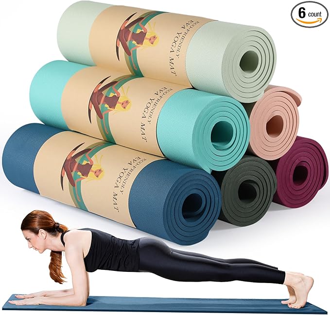Timgle 6 Pcs 10mm Thick Yoga Mat Bulk, 68 x 24 Inches, Anti-Slip Tear-Resistant Exercise Mat for Adult Fitness, Stretching, Workout and Studio