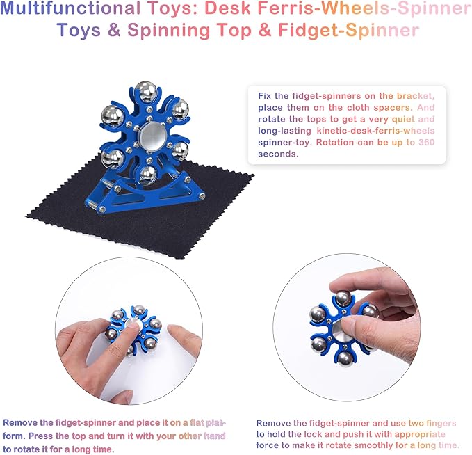 Desk-Toys for Fidget Ferris-Wheel-Spinner: 4mins Kinetic-Spinning Cool-Gadgets, Cool-Stuff Thing Toy for Office School Home Man Women Christmas, Stress-Relief Game Gifts for Adult Teen Children Kid