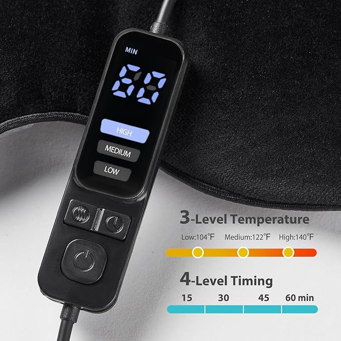 Ezona Heated Eye Mask, Warm Eye Compress Mask, USB Electric Eye Heating Pad with Temperature & Timer Control, Dry Eye Mask for Dry Eyes Blepharitis Sinus Migraine Stye MGD Puffiness Black