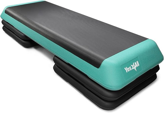 Yes4All 18.9" Aerobic Exercise Step Platform with 2 Risers, Adjustable Height Workout Stepper 3" 5.1" for Home Gym