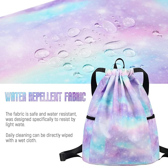 Gym Bag for Girls, Drawstring Sports Bag Lgihtweight Large Travel Coconut Tree Purple Clinch bag