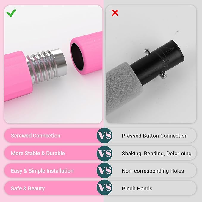 Pilates Bar Kit with Resistance Bands, Multifunctional Yoga Pilates Bar with Heavy-Duty Metal Adjustment Buckle, Portable Home Gym Pilates Resistance Bar Kit for Women Full Body Workouts