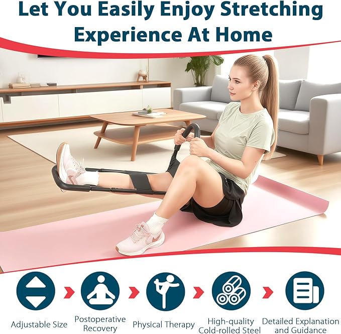 Hamstring Stretcher, Knee Extension Device, Adjustable Lower Back Stretcher, Calf Stretcher, Leg Stretcher and Hip Stretcher for Knee Pain Relief